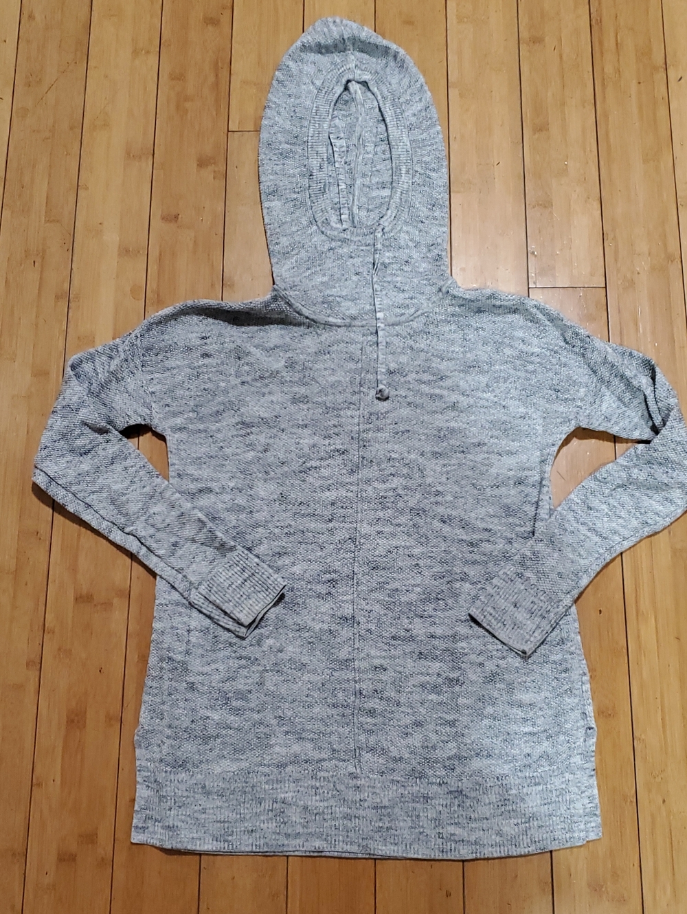Women's GAP Marled Light Gray Knit Lightweight Hooded Pullover Small